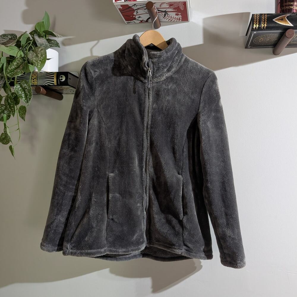 HeatKeep | Gray Fuzzy Full Zip Jacket | Size L